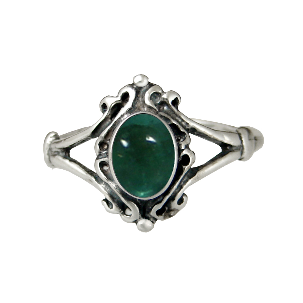 Sterling Silver Fluorite Victorian Ring Size 8
